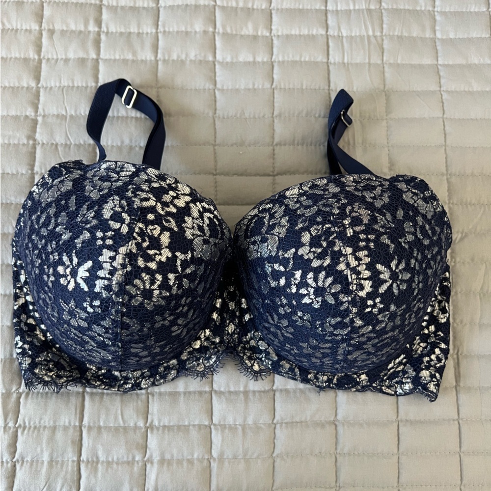 Victoria's Secret Navy Dream Angels Demi Lace Bra